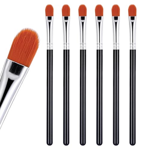 6 Pcs Flat Eye Shadow Primer Applicator Brush for Blending Concealer Small Makeup Concealer Eyeshadow Brow Brushes Liquid Shadows and Eye Primer Base Makeup Tool Concealing Small Imperfection