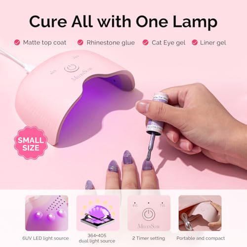 MelodySusie Gel Nail Polish Kit with UV Light P-ART06F- Popular Color Gel with Builder and Baser &Glossy Top Coat Soak Off Includes Nail Art Tools Nail Art Gift for Women & Girls