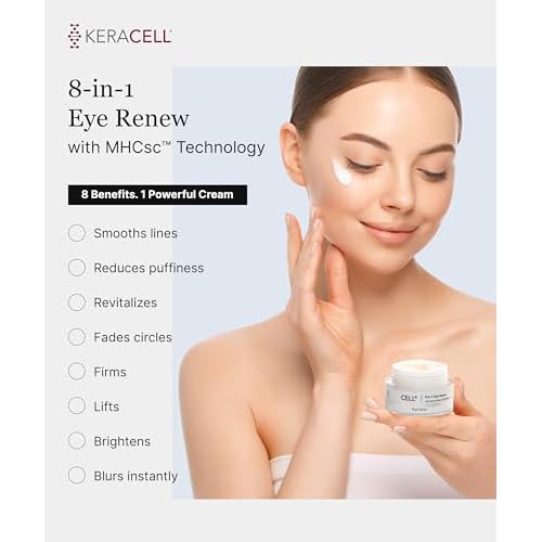 Eye Cream Anti Aging Solution ? 8-in-1 Renew Cream with MHCsc Technology ? Under Eye Cream for Dark Circles - Reduces Puffiness, Fine Lines, Wrinkles ? With Peptides & Cucumber - 0.5 oz