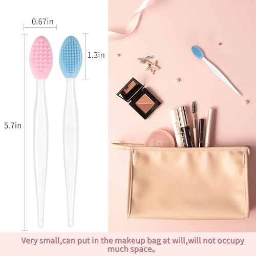 50 Pcs Lip Scrub Brush,Lip Scrubber Exfoliator,Double-Sided Silicone Lip Brush Tool for Men Women Lip Lightening, Lip Exfoliator Scrubber Tool for Dark Lips