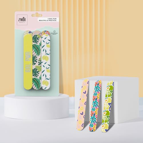 Nail Files - Professional Medium Emery Boards 6 Dual-Sided Medium, Fine Grit for Natural/Acrylics - Nail Shapers to Smooth/Refine Nails (Pack of 1)