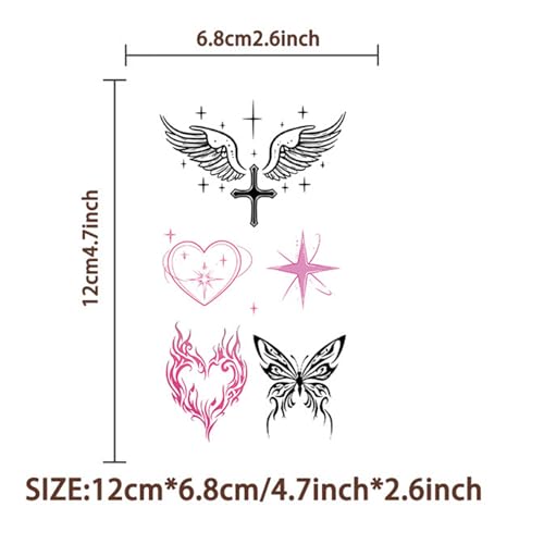 10 Sheets Y2k Aesthetic Temporary Tattoos Stickers for Girls, Cool 2000s Cyber Trendn Temporary Tattoos Stickers Y2K Birthday Themed Party Supplies Decoration Favors Cartoon Sticker for Kids Teens