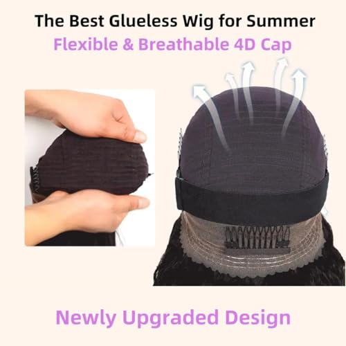 snv Game Changer 360 Glueless Wigs Invisible Drawstring Snug Fit Full HD Lace Wigs Human Hair Pre Plucked Pre Cut Bleached Tiny Knots Water Wave Frontal Wig 220 Density All Day Comfortable 24inch