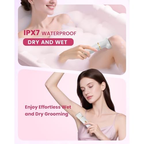 Bikini Trimmer for Women - 5 in 1 Electric Razors for Ladys Pubic Facial Nose Body Leg Hair Removal, Waterproof Electric Shaver for Women Private Area Sensitive Skin, Personal Hair Trimmer