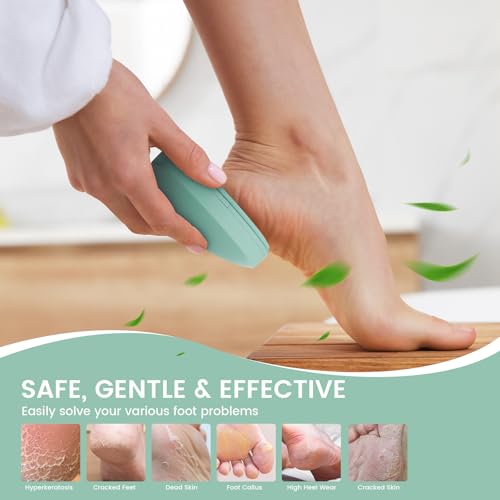 BEZOX Nano Glass Foot File Callus Remover with Cover ? Gentle Glass Foot Pumice Stone, Effective Feet Scrubber for Dead Skin, and Portable Pedi Egg Foot Care Tool - Green