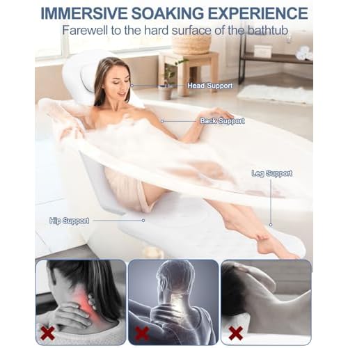 YSJILIDE Full Body Bath Pillow for Bathtub, Spa Bath Pillows for Tub Neck Head Neck Shoulder and Back Support, with Non-Slip Suction Cups/4D Air Mesh