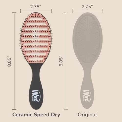 Wet Brush Ceramic Speed Dry Hair Brush, Black - Vented Design & Soft HeatFlex Bristles for Blow-Dry Safe Styling - Ergonomic Handle for Pain-Free Detangling - Hair Accessories for All Hair Types