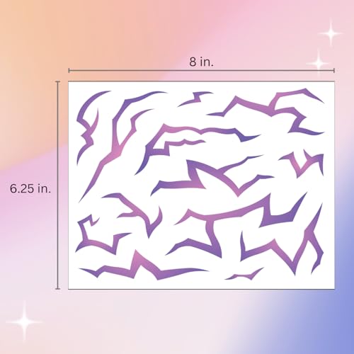 UV Glow Pattern Temporary Tattoos | Purple Demon Energy Pattern | Blacklight Activated Neon Blue | Hunter Cosplay | Fake Tat Stickers | Music Festivals, Kpop RPD, Rave Accessories, Halloween