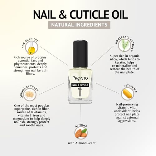 Pronto 8 Oz 100% Pure Acetone Nail Polish Remover and Cuticle Oil, Pure Acetone for All Nail Polish Types including Gel, Acrylic & Sculptured Nails, Gel Nail Polish Remover and Nail Repair, Duo Pack