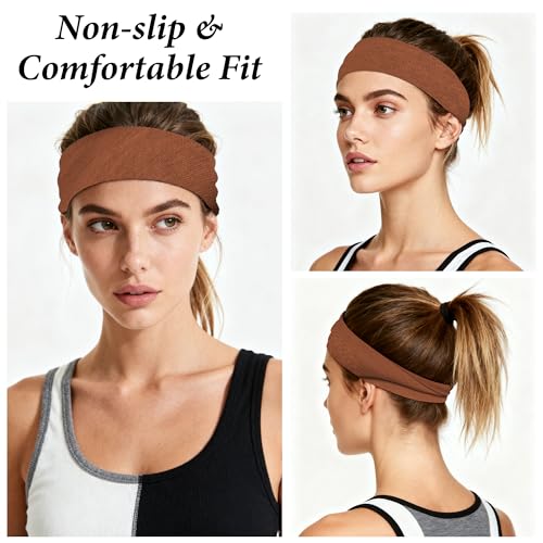Headbands for Women Non-Slip Elastic Hair Bands, 6 Pack Stretchy Soft Cloth Sweat Band, Fabric Workout Headband, Fashion Head Bands for Yoga Running Sports