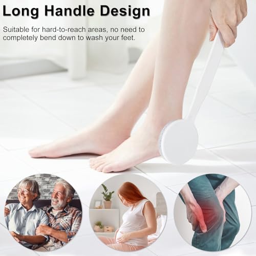 Pumice Stone for Feet with Long Handle 13.7", Hard Skin Callus Remover, Scrubber and Exfoliator for Dead Dry Skin, Softer & Smoother Feet, Pedicure Tool (Curved)