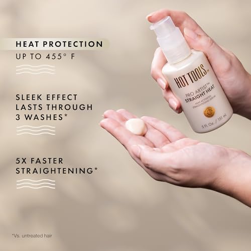 HOT TOOLS¢â Pro Artist Heat Defense Instant Detangling Mist and Straight Heat, Heat Activated Straightening Serum | Protect and Straighten