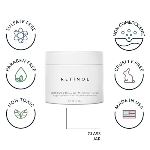 Retinoid Cream - 4.25% Retinol Night Moisturizer for Face & Neck with Collagen, Peptides & Hyaluronic Acid - Anti Aging Wrinkle Cream, Improves Skin Tone & Texture, 3.4 oz
