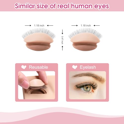 6 Pairs 2 Layers Eyelash Practice Eyelids for Mannequin Head, Silicone Rubber Removable Realistic Eyelash Extension Eyelids for Lash Training