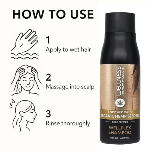 Wellness Premium Wellplex Hemp Infused Repair Shampoo | Restorative Formula for Damaged & Color-Treated Hair | Hydrates & Strengthens with Organic Hemp Seed Oil & Hyaluronic Acid | Vegan 500ml