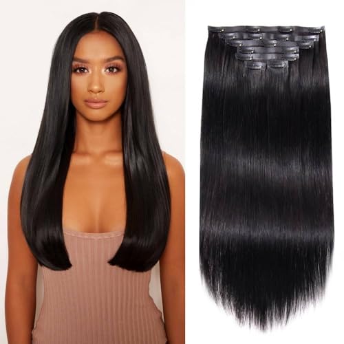 Silky Straight Seamless Clip in Hair Extensions Remy Human Hair Extensions 2Pack 200g 14pcs Silky Straight Clip Ins Hair Extensions Clip In Human Hair 18Inch Natural Black
