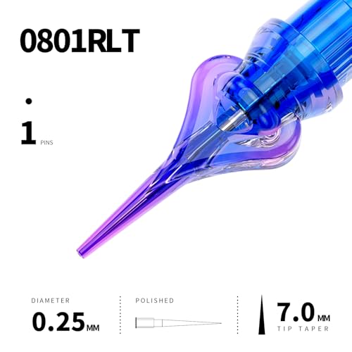 Mast Heart Tattoo Needles Cartridges 20Pcs Disposable 0801RLT Round Liner Long Tips for Precision & Style
