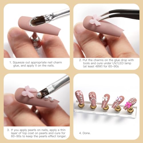 3D Resin Nail Charms Mix Rabbit Flower Bear Bowknot Nail Accessories Gummy Star Heart Lollipop Acrylic Hollow Heart Beads for Women's Manicure Making DIY Crafts(18 Charms)
