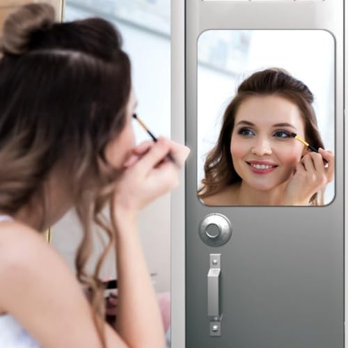 2pcs Magnetic Locker Mirror - Adhesive-Backed Shatterproof Safety Acrylic Mirror for Bathroom, School Lockers, Gym (Anti-Scratch, Lightweight, Dorm Refrigerator)