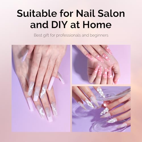 MelodySusie 3Pcs Acrylic Nail Brush Set, Size 8/12/14 for Extension and 3D Carving,DIY Home Salon Manicure Tool, Pink