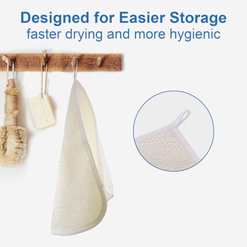Exfoliating Washcloth (3 Pack), Shower Cloth for Body and Face Exfoliator Scrubber, Two Sides Exfoliate Shower Rag Wash Cloths Nylon Cotton Loofah Sponge Scrub Towel estropajos para el cuerpo