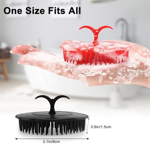 NICEMOVIC Scalp Scrubber Shampoo Brush 4 Pack, Scalp Massager for Hair Growth & Dandruff, Head Hair Scrubber for Shower & Dry Use, Massage Tool for Men Women Kids (2 Black + 2 Red)