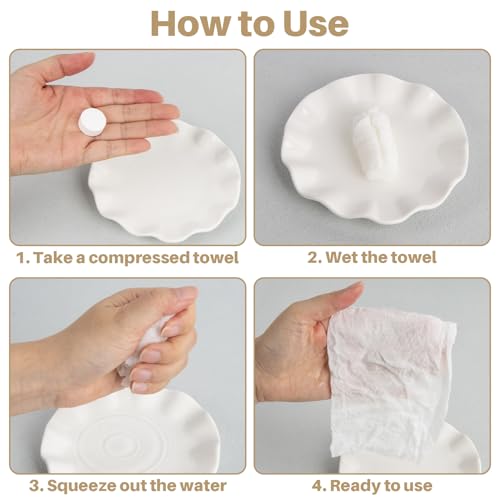 100 Compressed Towel Tablets - Disposable Face Washcloths Fast Drying Lightweight for Adult Camping Hiking Facial Mini Makeup Wipe Coin Tissues Travel Hotel Cleaning Supplies