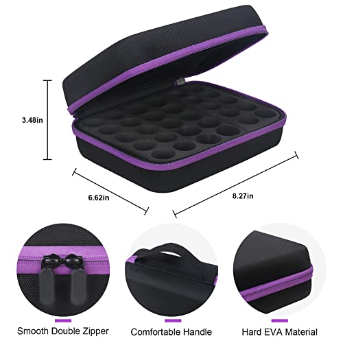Canboc 30 Essential Oil Storage Holder Organizer Carrying Case - Holds 5ml 10ml 15ml Bottles for Young Living Oils - Travel Bag With Labels & Opener, Black