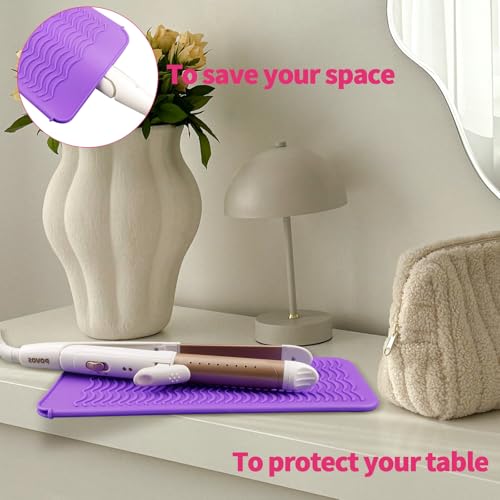 Heat Gloves for Hair Styling, 2PCS Heat Resistant Gloves and Silicone Mat Pouch for Curling Irons, Hair Straighteners, and Flat Irons