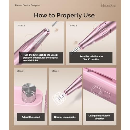 MelodySusie Entry-Level Clip-On Cordless Essential Nail Drill, SC300F 30000RPM Reliable E-File with LCD Display for All Manicure Shaping & Gel Removal, Ideal for Training, Nail Art Practice & Home Use