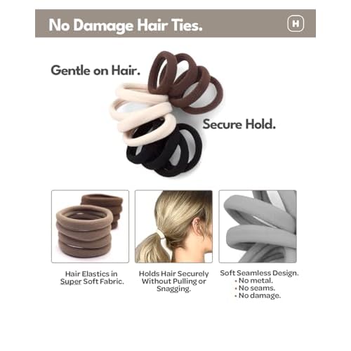 Cyndibands Seamless Hair Ties - Blonde - Gentle Hair Ties No Damage, Standard Size 1.5 Inch, Soft and Stretchy Nylon Fabric Ponytail Holders - 12 Count