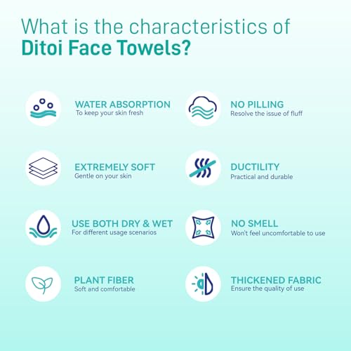 Face Towels, 10"¡¿12" Disposable Face Towel, Face Towelettes XL, Ultra Soft Makeup Remover Dry Wipes, Thick Face Towel for Sensitive Skin, 50 Count (1 Pack)