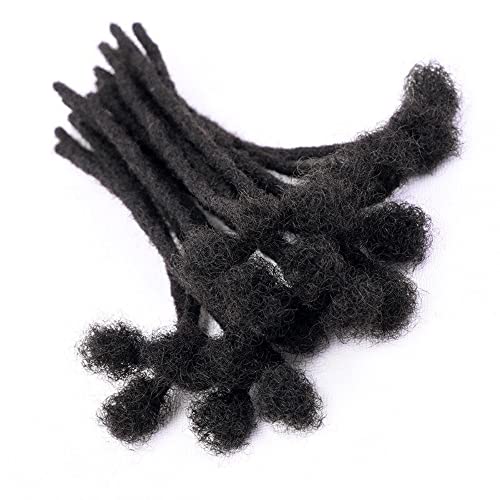 100% Human Hair Dreadlock Extensions for Men/Women, 0.4cm Thickness 8 Inch 100 Strands Full Handmade Can be Dyed and Bleached Permanent Loc Extensions Human Hair Natural Black
