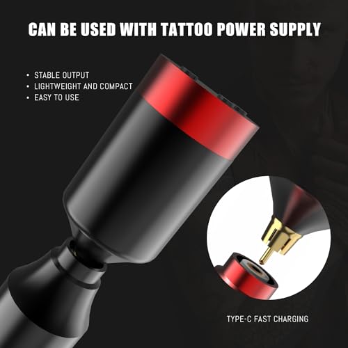 Tattoo Gun Kit Rotary Tattoo Machine Kit Professional Tattoo Pen Kit with Power Supply 10Pcs Cartridge Needles for Beginners and Artists Complete Tattoo Kit Tattoo Supplies - Black