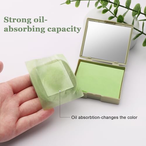 Natural Oil Blotting Sheets for Face With Travel Makeup Mirror- 3 Pack(300 sheets), Oil Absorbing Sheets for Face, Makeup Friendly High-performance Blotting Papers for Oily Skin