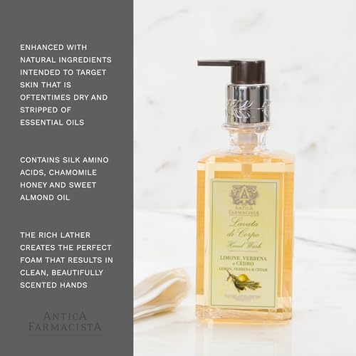 Antica Farmacista Hand & Body Wash - Luxury Nourishing Body Wash - Hydrating Hand Cleansing Wash - Bath & Body Gift - Lemon, Verbena & Cedar, 10 fl oz