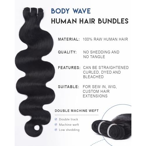 Lucklady 16A Raw Bundles Human Hair Body Wave, 28 Inch Body Wave Bundles Human Hair, Triple Lifespan Virgin Remy hair