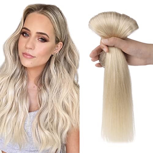 Clip in Hair Extensions Real Human Hair, 22 inch Ash Blonde to Golden Blonde and Platinum Blonde Lashey 120g 7pcs