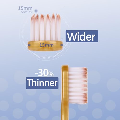 Soft Toothbrushes for Adults, Medium Manual Wider Head Tooth Brush, Good Cleaning Effect for Sensitive Teeth Oral Gum Recession (6 Pack)