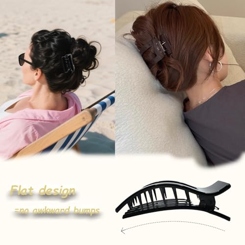 Flat Claw Clips for Women, Large Duckbill French Hair Clips, 6 Pack Non-Slip Matte Hair Accessories for Thick & Thin Hair