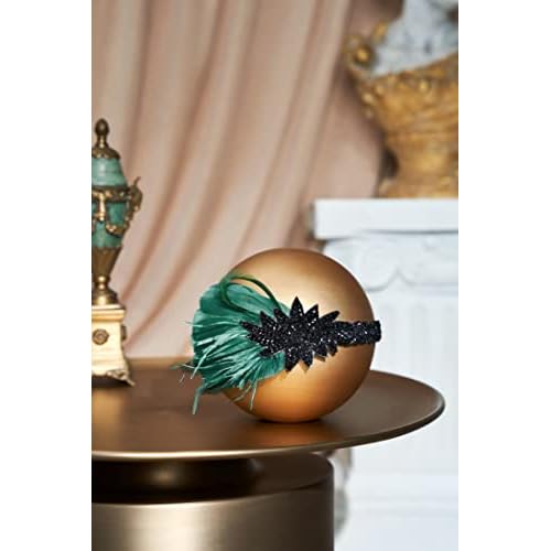 BABEYOND Vintage 1920s Flapper Headband Roaring 20s Great Gatsby Headpiece with Feather 1920s Flapper Gatsby Hair Accessories (Darkgreen)