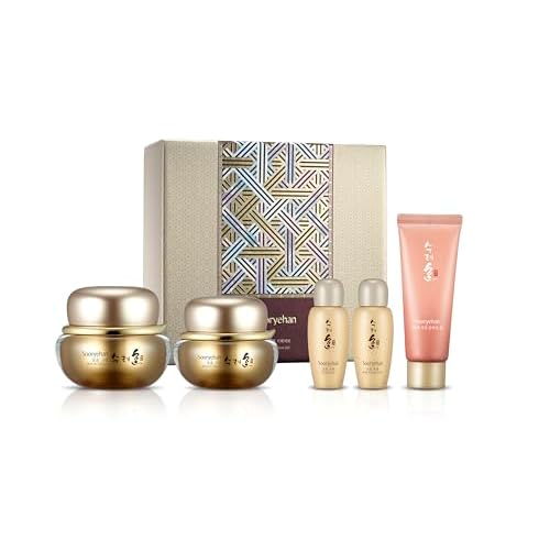 Sooryehan Boyun Luxury Korean Skin Care Gift Set (5.24 fl oz) - Red Ginseng Toner, Emulsion, Cleansing Foam & Moisturizer Cream by LG Beauty