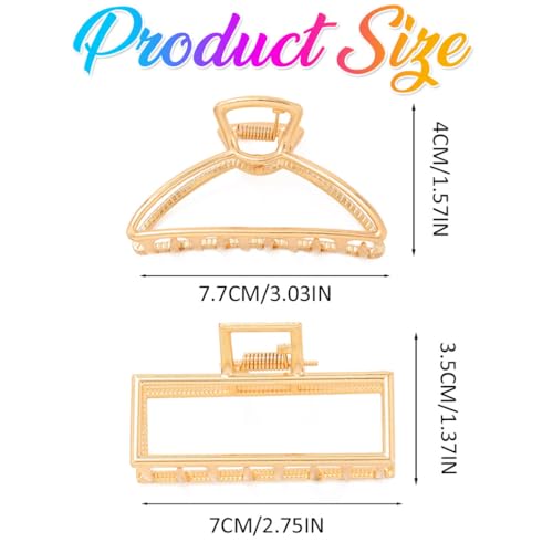 CAKURE Gold Claw Clips Metal Medium Claw Hair Clips Geometric Hair Claws Hair Accessories for Women