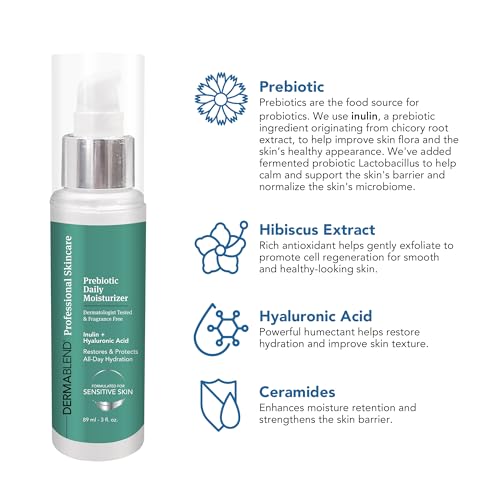 Dermablend Prebiotic Daily Moisturizer 3 fl oz, Lightweight Moisturizer with All-Day Hydration, Prebiotic Inulin, Probiotics & Hyaluronic Acid, Ideal for Sensitive Skin, Fragrance-Free Non-Comedogenic