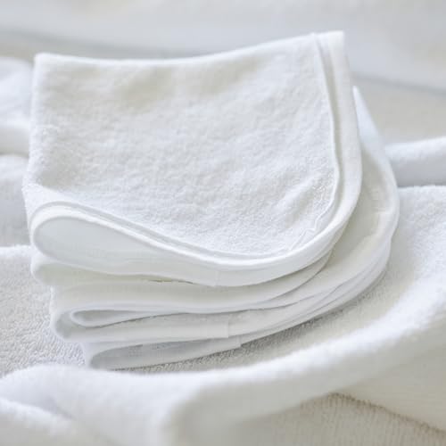 HonestBaby 10-Pack Terry Wash Cloths in Gift Box 100% Organic Cotton for Infant Baby Boys, Girls, 10-Pack White, One Size
