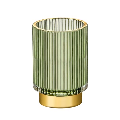 Makeup Brush Holder Organizer,Toothbrush Holders,Desk Pen Pencil Holder,Multifunctional Vintage Glass Brush Cup£¨L/Green/A3-6-US£©