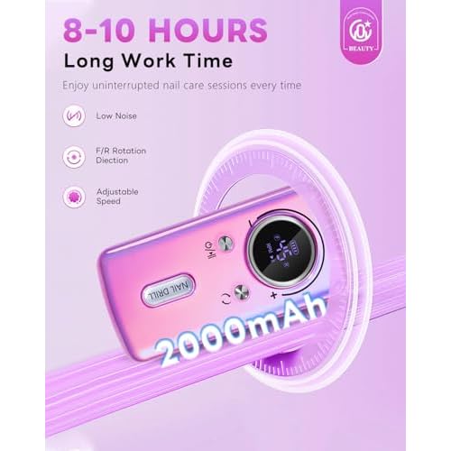 CozyZen Cordless Nail Drill Professional: 45000 RPM Rechargeable Electric Nail File Kit, Portable & Low Noise for Acrylic, Gel Nails, Manicure & Pedicure - Salon & Home Use