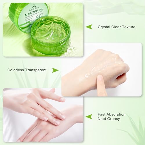 Organic Aloe Vera Gel for Face & Body Made within 12 Hours of Harvest, 98% Pure Aloe Vera Gel for Skin,Scalp,& Hair, Soothing Aloe Face Moisturizer,Multipurpose Skin Care£¨10oz£©