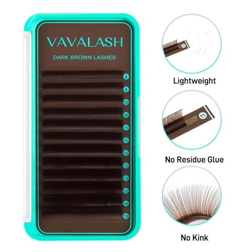 VAVALASH Colored Lash Extensions Dark Brown Eyelash Extensions 0.03 0.05 0.07 Volume Lash Extension 8-15mm Mixed Lashes C D Curl Premium color Lashes Extension(Dark Brown-0.05-D-8-15mm)
