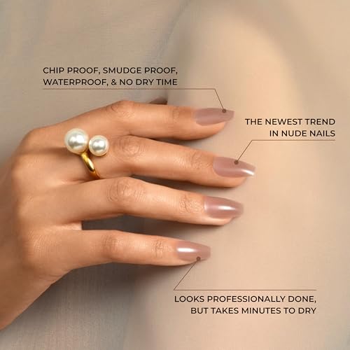 KISS Bare but Better, Press On Nails, Nail glue included, 'Embrace It', Light Nude, Medium Size, Coffin Shape, Includes 28 Nails, 2G Glue, 1 Manicure Stick, 1 Mini File